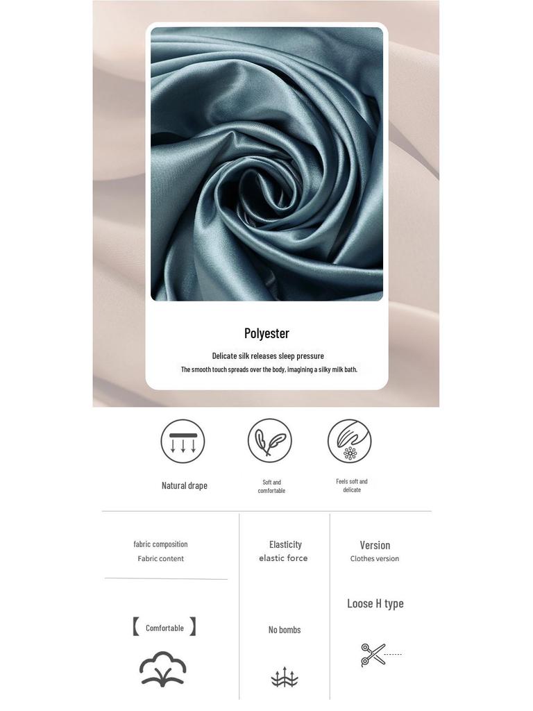 Silk Couple Pajamas Set: Long Sleeve, Plus Size, Spring/Autumn, Men's & Women's Ice Silk Homewear.