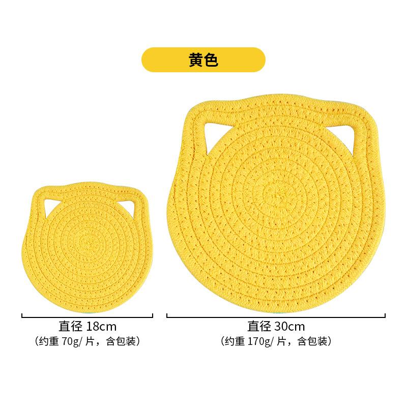 Insulation mat Cat ear placemat Hangable cotton rope mat