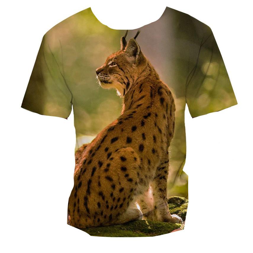 3D Lynx Animal Print Kids Short Sleeve T Shirt O Neck Loose Outdoor Daily Summer Top