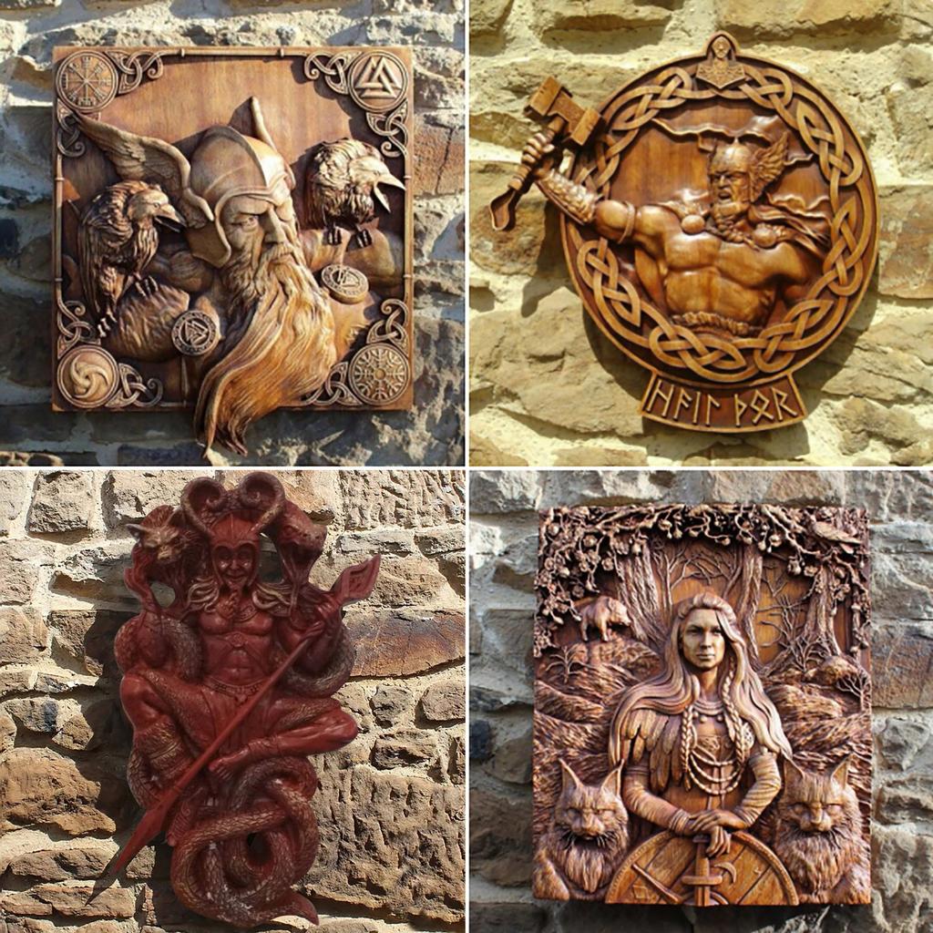 Hugin Munin Art Wall Odin-Ravens-Viking Mythology-Icon Home Decor For Outdoor