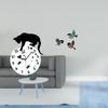 Бесшумные настенные часы для кошек с тихим ходом и настенное искусство с деревянной птицей для гостиной в деревенском стиле