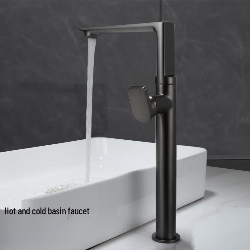 TLXT Square Black Rotating Washbasin Faucet