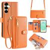 For Samsung Galaxy S25+ Leather Case Zipper Pocket Wallet Phone Cover with 2 Straps