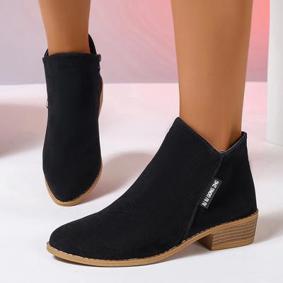 Модные осенние новые туфли на каблуке для женщин, римские остроносые женские ботинки на толстом каблуке в стиле вестерн, повседневные женские ботильоны для отдыха на природе