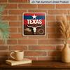 2D Flat- 1pc, Vintage Square Aluminum Sign with Longhorn Skull and Rope Elements, Themed Decoration Patio or Study, Rustic Display