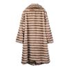 Women's Long Striped Faux Fur Coat with Turn-Down Collar - Mink Chinchilla Style Outerwear