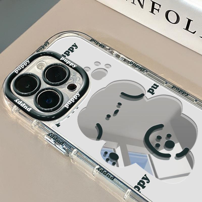 Cartoon Cute and Fun Puppy Mirror for Huawei Cream Case for Oppo for Apple 15 New for IPhone