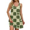 Women's Casual St. Patrick's Day Printed U-Neck Vest Dress With Side Pockets