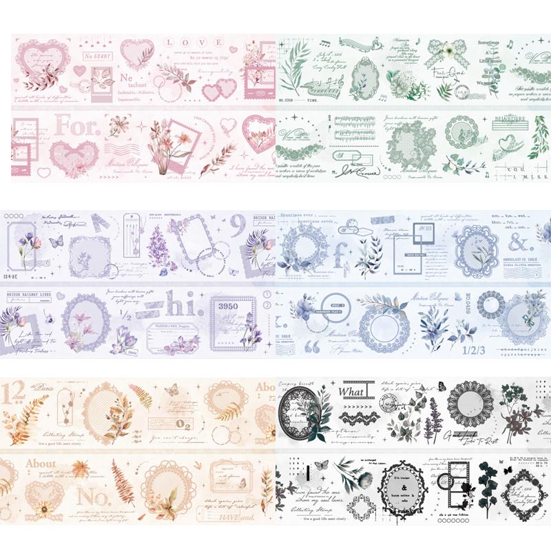 Mr. Paper, 6 Styles, 200cm/roll, Laser Silver and Paper Tape, Scrapbook Collage Base Decorative Sticker Tape