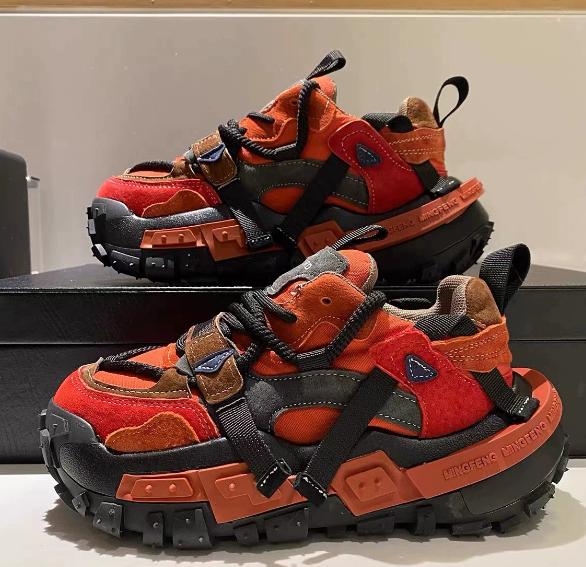 Модные кроссовки Color Block Chunky для мужчин/женщин, дизайнерские кроссовки с высокой подошвой, модные повседневные туфли с увеличенной внутренней высокой платформой