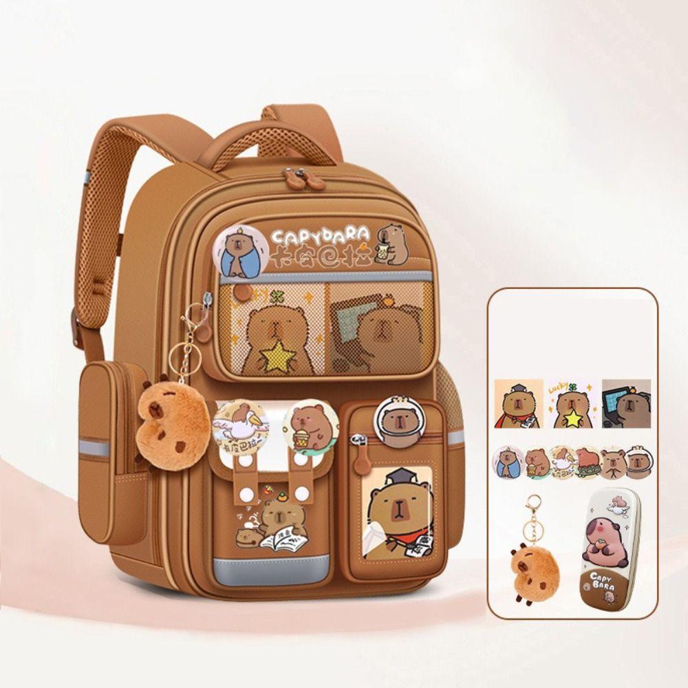 Oxford Cloth Capybara Backpack Waterproof Capybara Student Bag Cartoon Animal School Bag Unisex