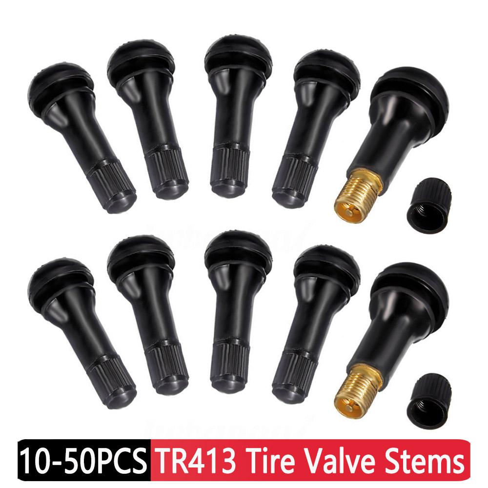 10-50 шт. TR413 Snap In Tire Valve стержни черные бескамерные резиновые колпачки для вентилей шин инструмент для замены вентиля колеса с пылезащитным колпачком