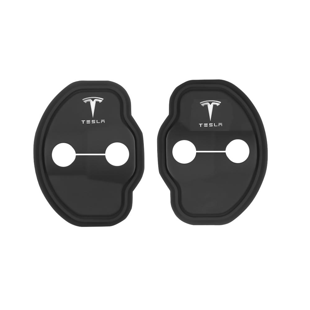 whalq7 2/4Pcs Silicone Car Door Lock Cover Protective Buckle Sticker For Tesla Model 3 Model S X Model Y Roadster SpaceX Cybertruck