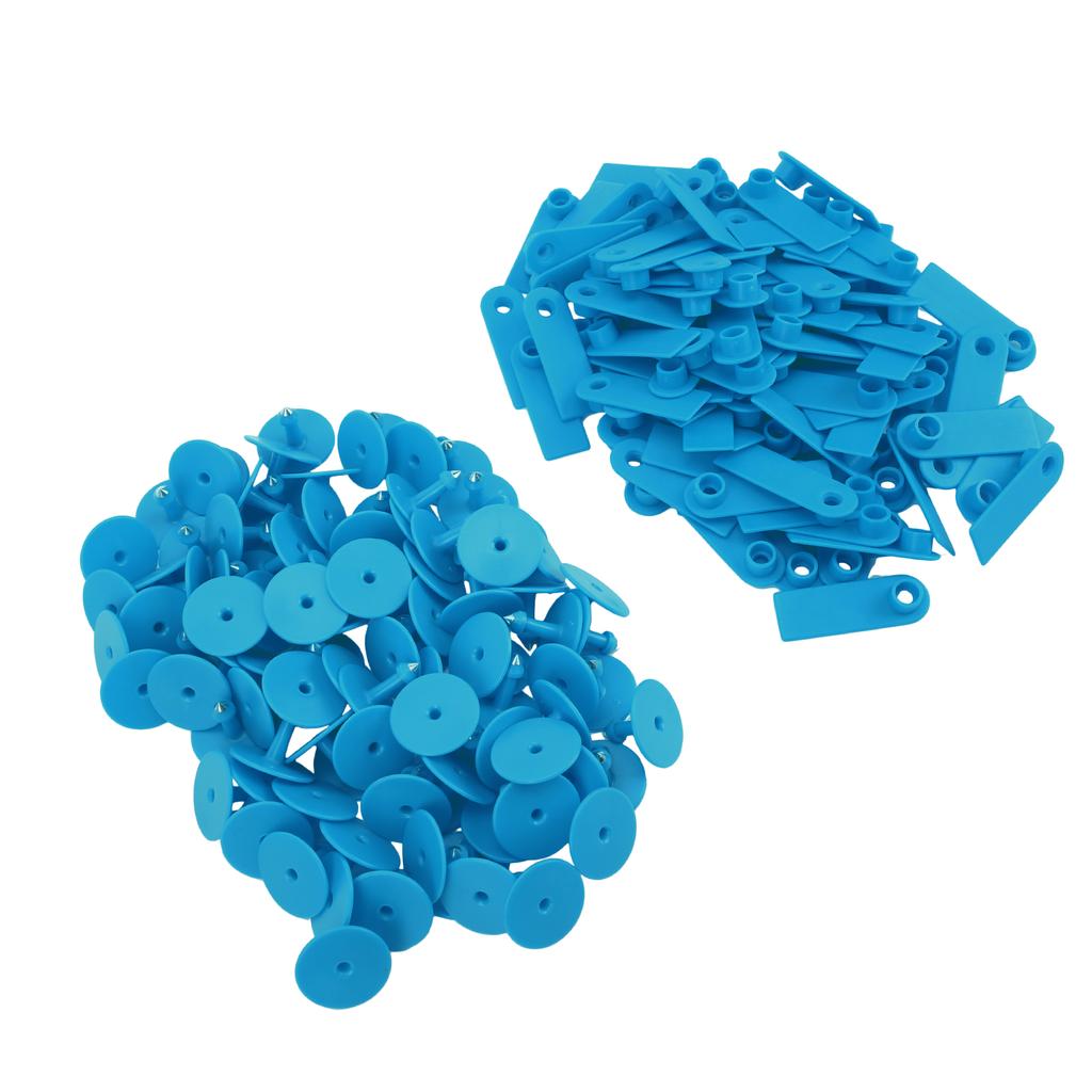 100 шт. пустых ушных бирок для животных, коз, овец, свиней, скота, ушных бирок из ТПУ для сельскохозяйственных животных, без букв, синие