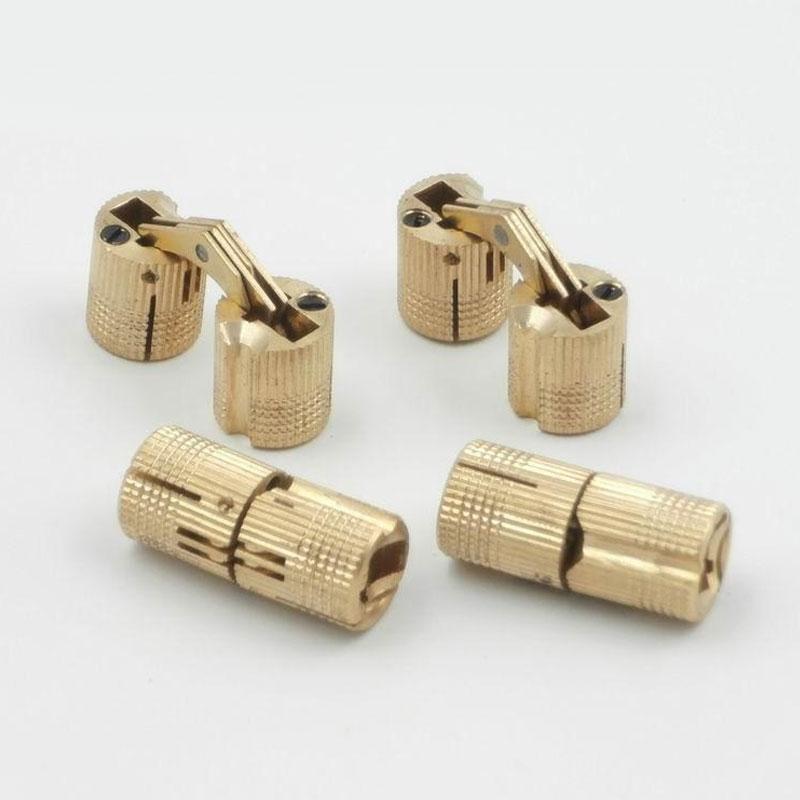 8/10/12/14/16/18mm Copper Barrel Hinges Cylindrical Hidden Cabinet Concealed Invisible Brass Hinges Mount For Furniture Hardware