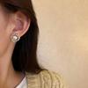 2024 New Charm Double Looped Pearl Shiny Zircon Stud Earrings for Women Classic Simple Fashion Wedding Bride Jewelry Accessories