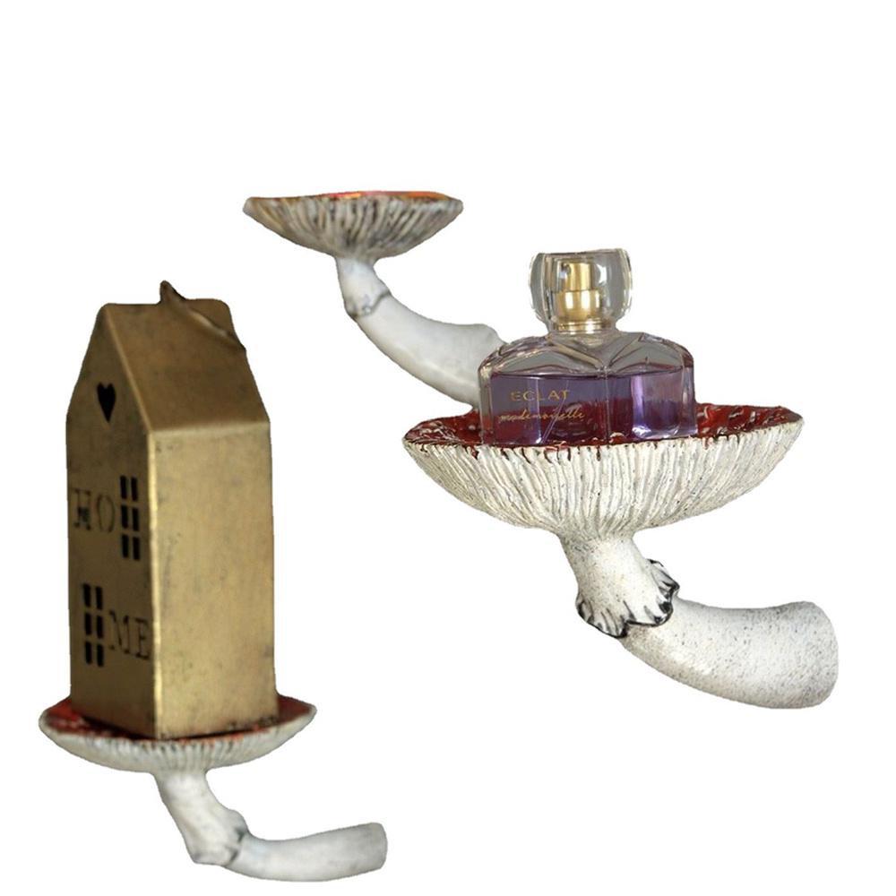 Mushroom Shape Hanging Shelf Resin Wall Mount Candle Holder For Home Decor Gardening Ornaments