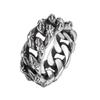 9mm Width Cuban Link Ring Silver Color Stainless Steel Ring Stylish Chain Band Ring  Gift Wear