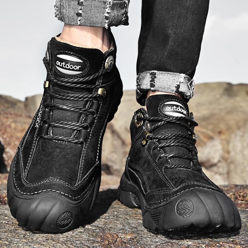 Мужские ботинки для снегоступов из коровьей кожи, нескользящие спортивные ботинки для активного отдыха, утолщенные высокие ботинки для альпинизма, короткие мужские ботинки для активного отдыха