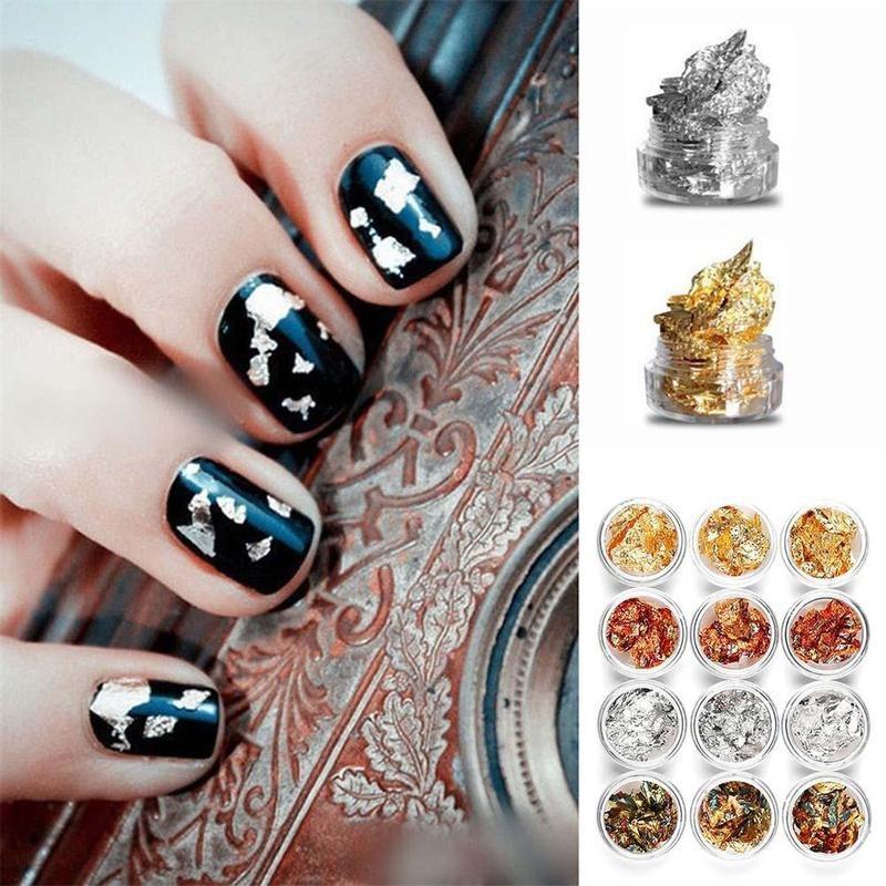 12pcs Nail Art Paillette Flake Chip Foil Acrylic UV Gel Paper Decor