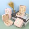 1PC Jewelry Storage Portable Pink Small Personalized for Women Girls Initial Letter Jewelry Case Jewelry Box