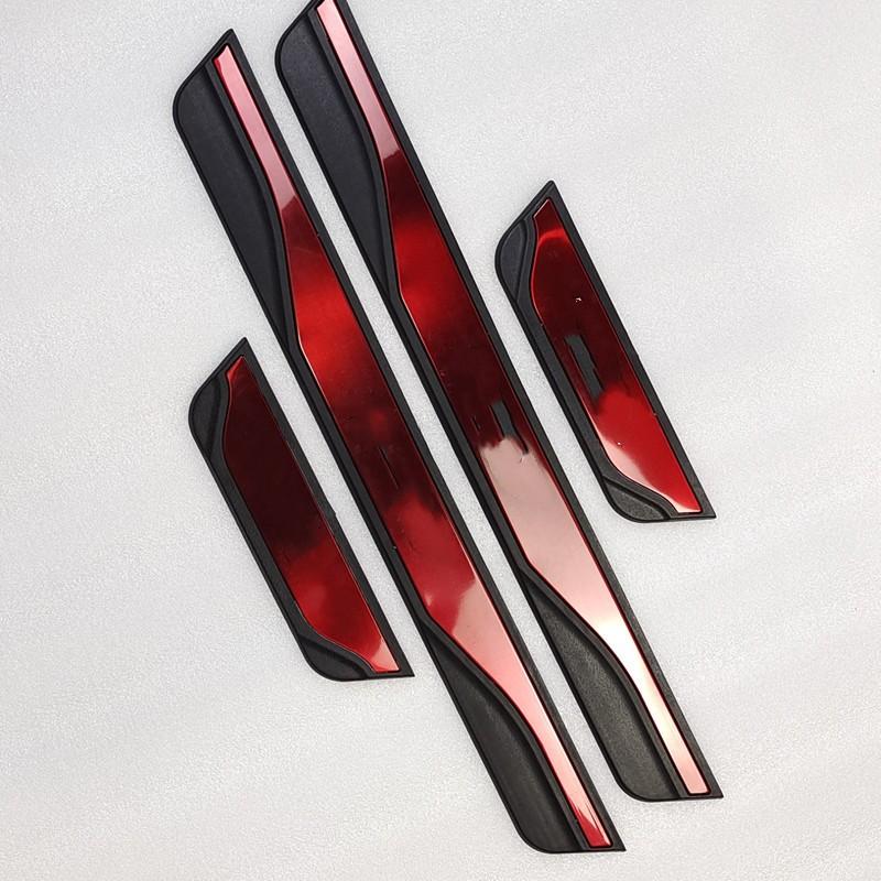 4PCS Plastic Stainless Steel Car Accessories Auto Door Sill Pedal Welcome Scuff Plate Cover