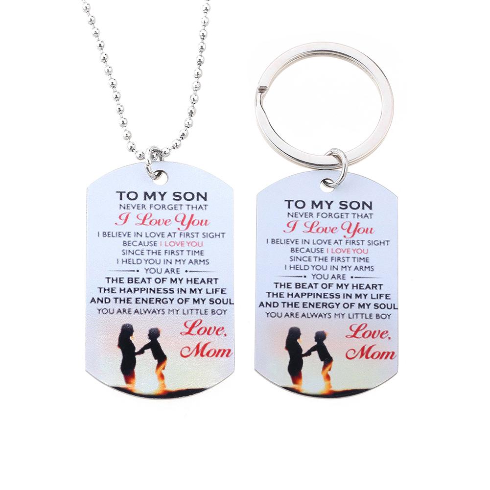 BLUELANS NECKLACE Wonderful Love You Military Dog My Son Tag To I Letter Pendant Necklace/Keychain Women Present