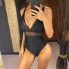 S - XL Новый Сексуальный Сетчатый Прозрачный V-образный вырез Женский Купальник Цельный Купальник Женский Высокий Вырез на Ногах Монокини Пляжный Купальник