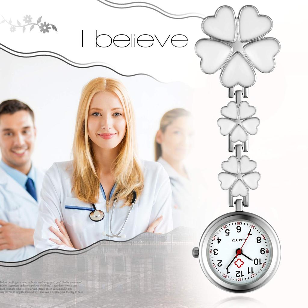 Lancardo Nurse Pocket Watch Flower Petal Clip Ladies Analog Watch Birthday Anniversary Mother's Day Valentine's Day Girlfriend Gift