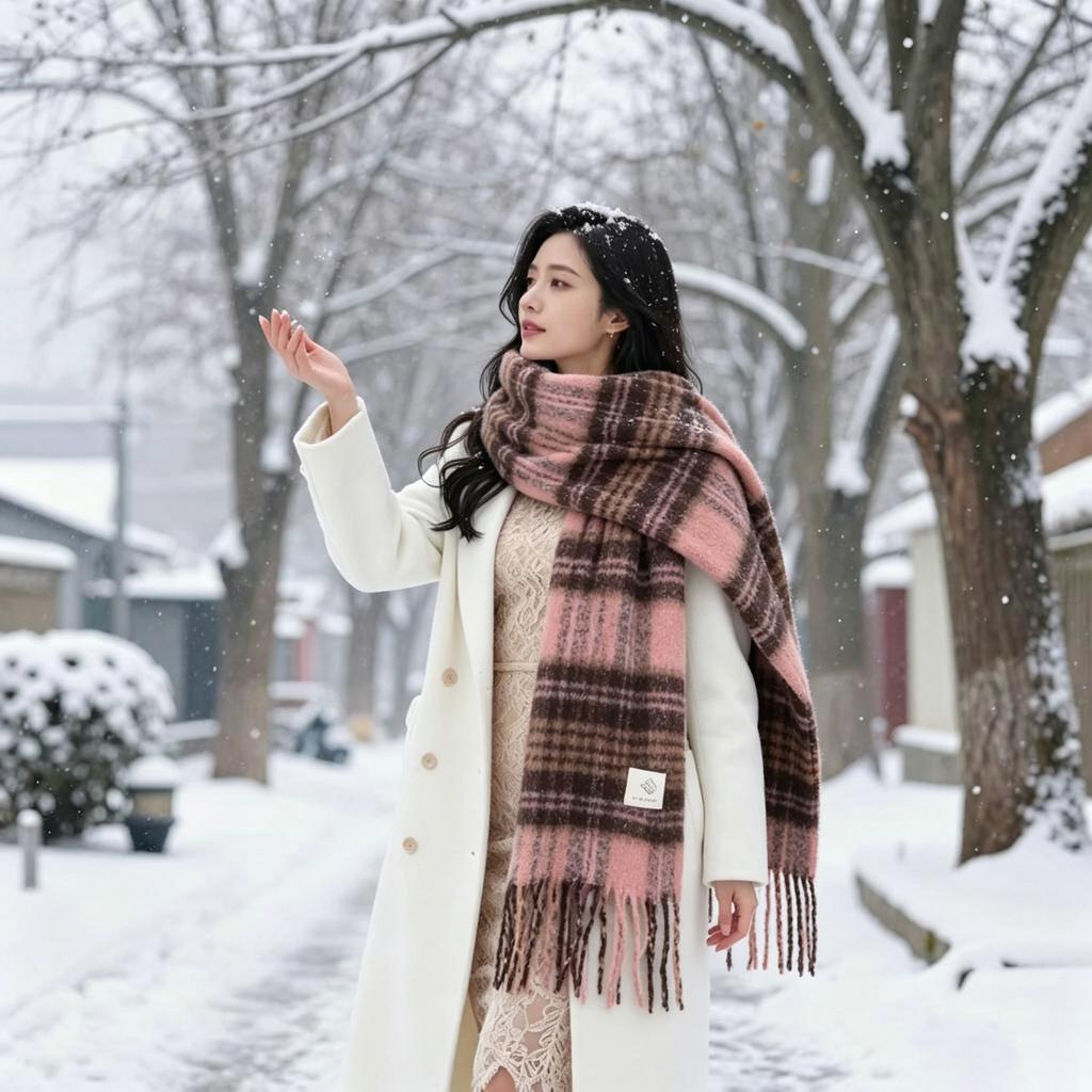 Harbin Tourism Blue Scarf Women's Autumn and Winter Atmosphere Advanced Warm Equipment Northeast Wear Scarf