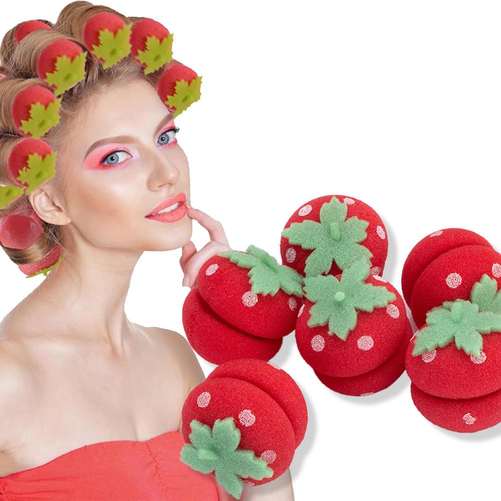 Клубничные бигуди без нагрева Клубничные бигуди из пеноматериала Клубничные бигуди для женщин Клубничные бигуди-губки для кудрей Парикмахерская Инструмент для укладки вьющихся волос