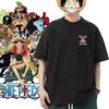 Футболка с принтом аниме One Piece, из чистого хлопка, с коротким рукавом, боди, в японском стиле, One Piece, Луффи, модная, мужская и женская