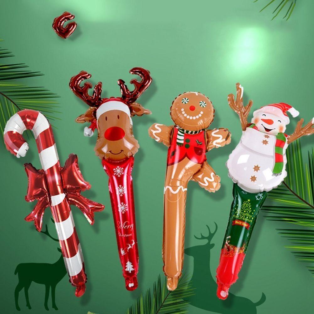 Holding Balloon Cane Candy Christmas Decoration Christmas Ornaments Foil Balloons Inflatable Stick