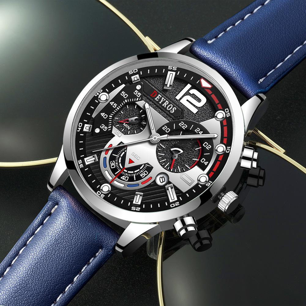 Деловые мужские кварцевые часы с календарем, модные мужские повседневные наручные часы из искусственной кожи, спортивные часы, идеальный выбор для подарков мужчинам