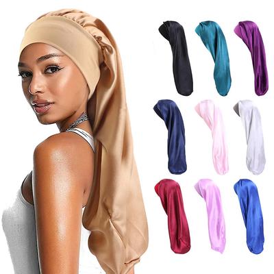 1 шт. Женская однотонная шапочка для волос, двухсторонняя шелковая атласная шапочка, полиэстеровая ночная шапочка для сна для длинных волос, дреды, косы