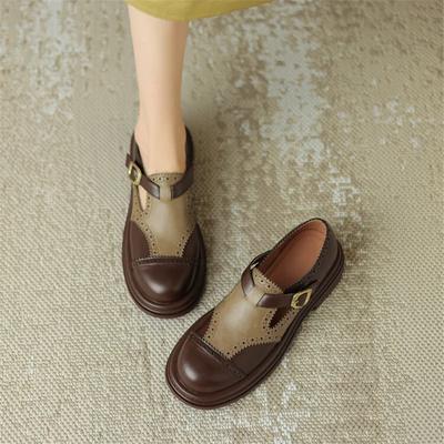 Модные новые весенне-осенние женские туфли-лодочки с круглым носком и массивным каблуком, лоферы смешанных цветов, туфли на платформе для женщин, обувь на низком каблуке для дам, ручная работа