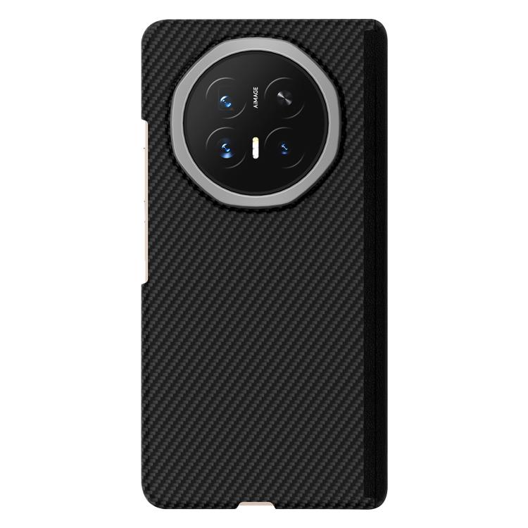 600D Fine Texture Carbon Fiber Dual-Center Magnetic Phone Case For Honor Magic V6, 360° Corner Buffer Anti-Scratch Shockproof Protective Cover