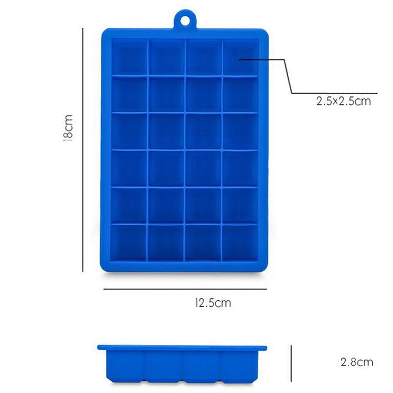 24 Silicone Ice Cube Tray Molds DIY Desert Cocktail Maker Square Mould