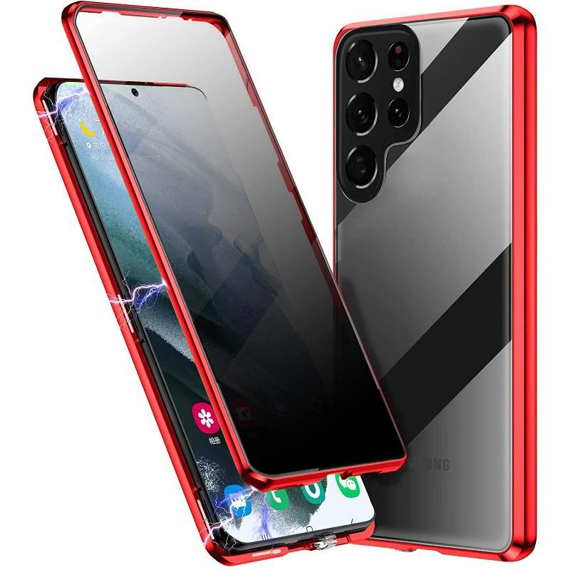 Подходит для Samsung S25ultra Чехол для мобильного телефона с защитой от подглядывания Magneto 24 23 22 Двустороннее стекло Металлический магнитный чехол