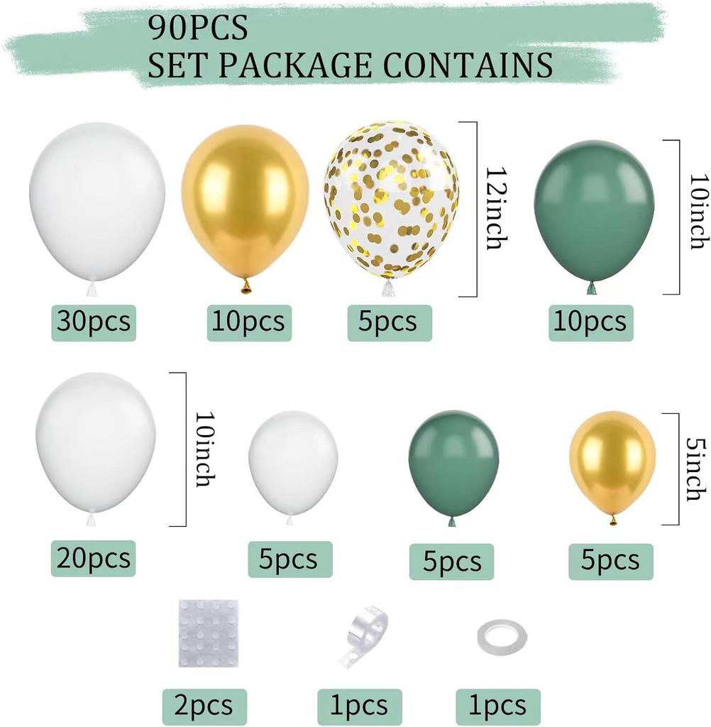 Винтажный зеленый арочный венок из воздушных шаров Свадебная композиция Реквизит Украшения для вечеринки по случаю дня рождения