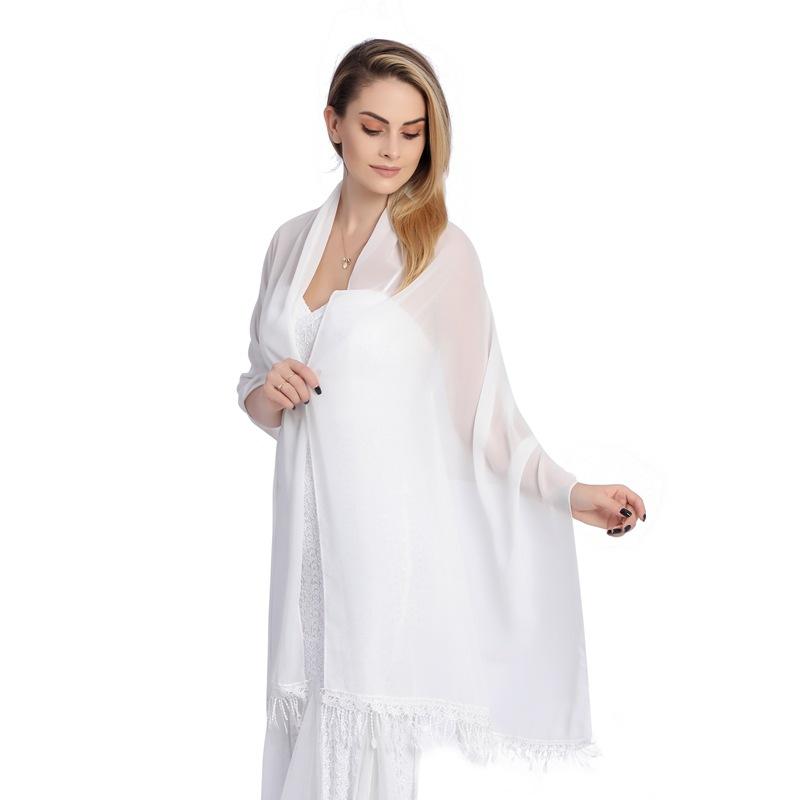 Шифоновые шали и накидки для женщин. Легкий мягкий шарф с кружевной бахромой, размер 70*210 см.