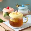 Silicone Cup Lid with Ball-shaped Handle Spoon Holder Food Grade Heat Resistant Dustproof Airtight Universal