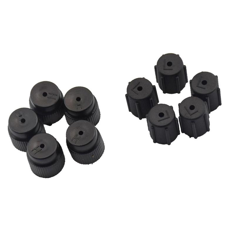 10Pieces Universal AC Fittings Black Rubber Valve Core Cap Port Kit Car Air Conditioning Repair Accessory for R134a and R1234yf