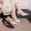 French temperament one-word high-heeled shoes women's thin heels 2025 new high-heeled Mary Jane shoes spring and autumn light mouth single shoes