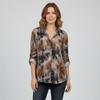 Свободная блузка серая в цветочный принт Женская PLEASE
