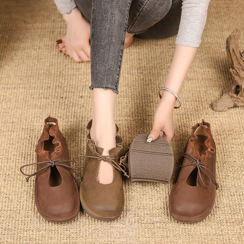 Женская ретро-ностальгия, ручная работа, натуральная искусственная кожа, женская обувь, плоская кожа, мягкая женская обувь, обувь для мам, высококачественные кроссовки