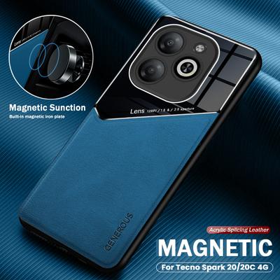 Кожаная магнитная задняя крышка для Tecno Spark 20 4G, чехол из ТПУ, мягкий бампер, противоударный чехол на Spark20 Spark20C Spark 20C 20 C C20