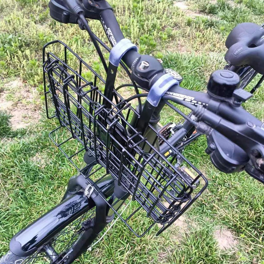 Bike Basket, Heavy-Duty Metal Wire Bicycle Basket with Hooks, Quick Install, Rust-Resistant, Large Capacity for Grocery Shopping Pets Daily Commuting