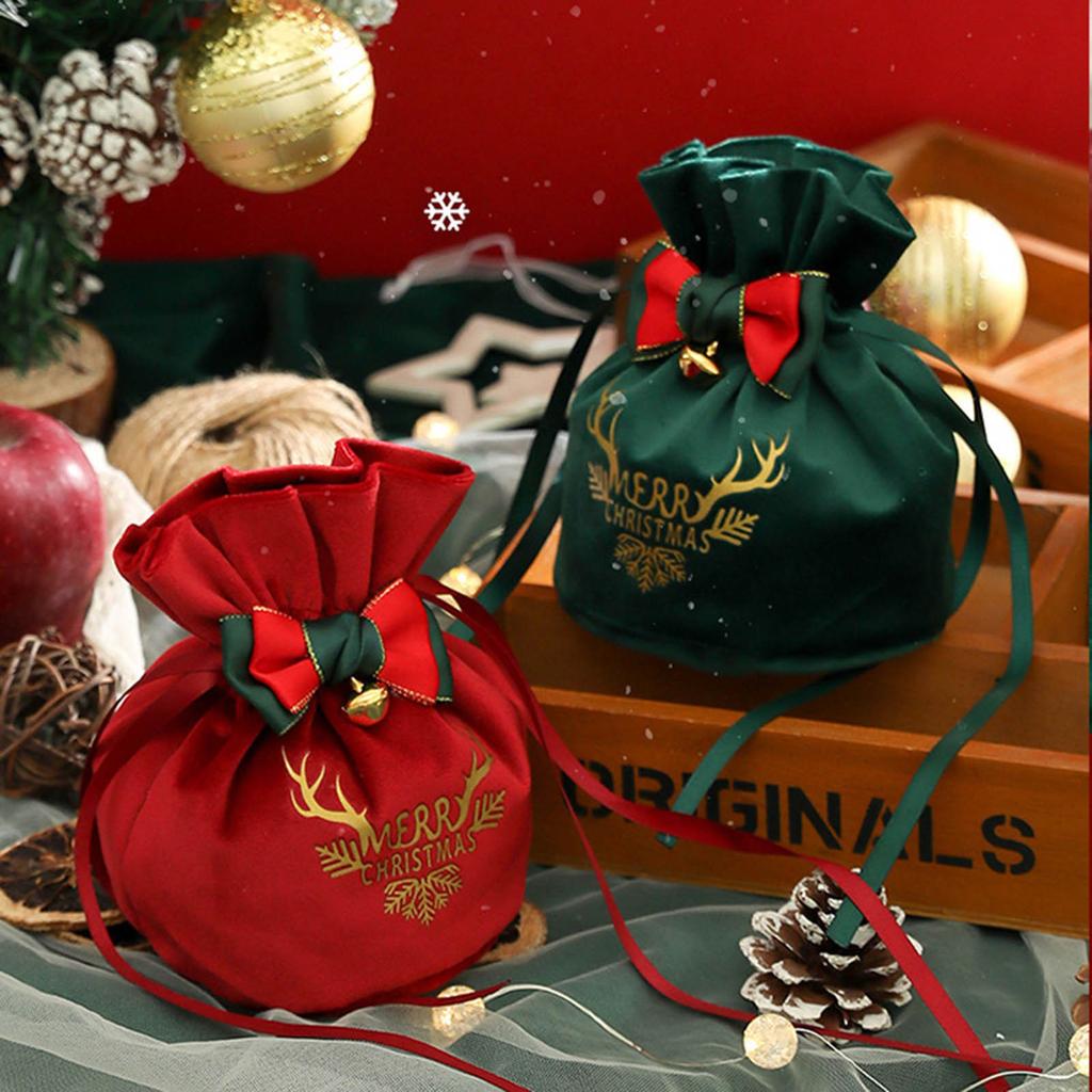 Christmas Decoration Crea-tivity Christmas Eve App-le Box Christmas Fruit Flannel Velvet Bag Bundle Mouth Handbag