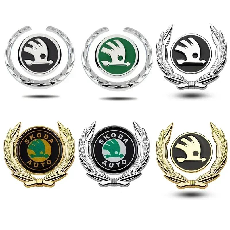 WMZW4 Car Trunk Emblem Decals Sticker for SKODA Logo Octavia A7 Kodiaq Superb Fabia Tour RS Rapid Felicia Window Badge Accessories